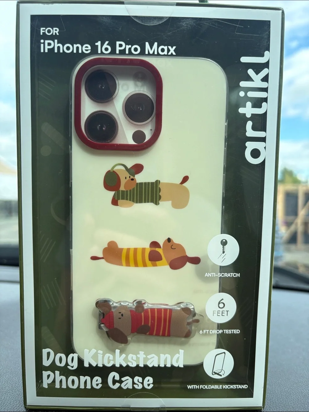 iPhone 16 Pro Max Dog Phone case with Kickstand Brand New Dachshund Weiner Dog